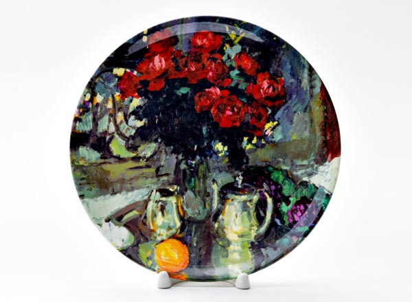 Декоративная тарелка Коровин Константин Алексеевич Розы и фиалки