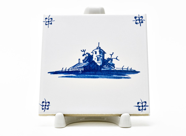 Изразец Голландский. Деревушка с башней 2