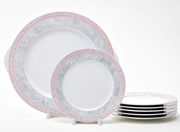 Набор для торта Серый мрамор с розовым кантом 6/7 Яна