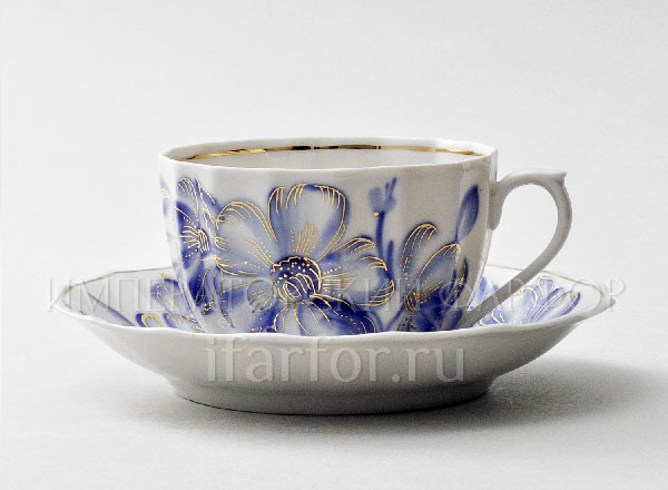Чашка с блюдцем чайная Мальва Ампир