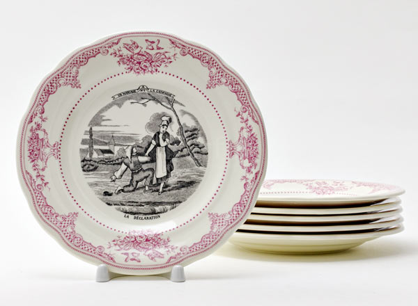 Set of plates dessert MARIAGE ROSE GIEN Rochelle