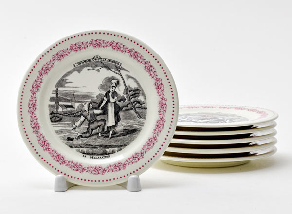 Set of mini plates dessert MARIAGE ROSE GIEN Rochelle