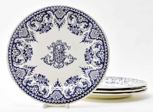 Set of plates Table MONOGRAMME DEPAREILLEES BLEU GIEN Champagne