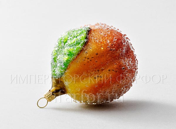 Елочная игрушка Ягоды и фрукты. Персик в росе