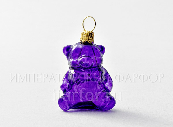 Елочная игрушка Леденцовый мишка (фиолетовый)