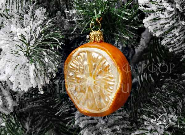 Елочная игрушка Ягоды и фрукты. Долька мандарина