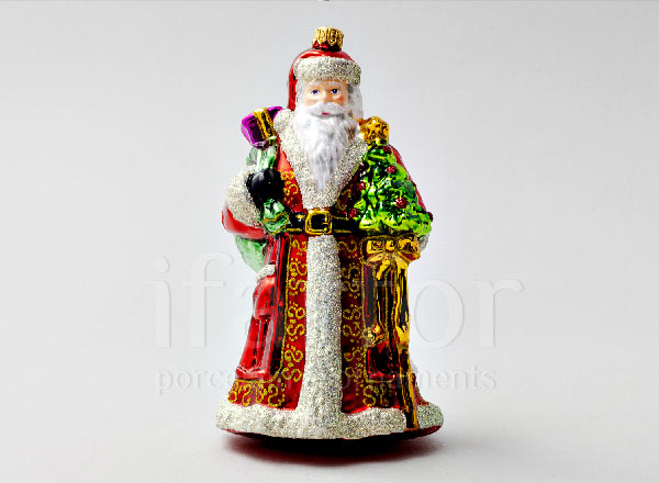 Елочная игрушка в подарочной коробке Дед Мороз с елкой