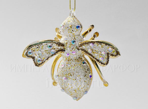Christmas tree toy Gold bee with diamonds