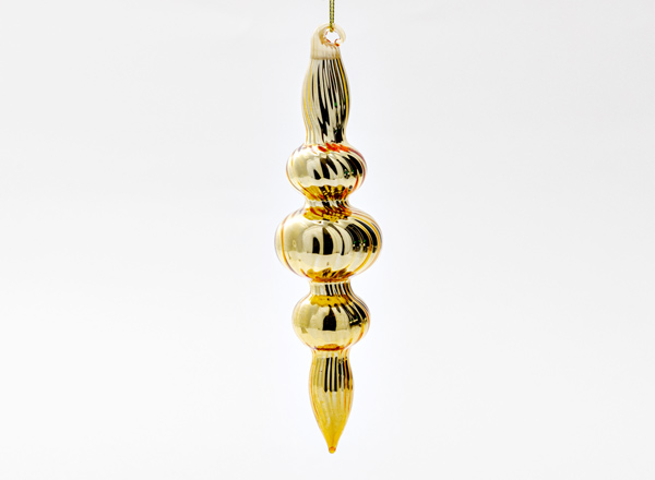 Елочная игрушка Веретено ребристое 3 Золотое