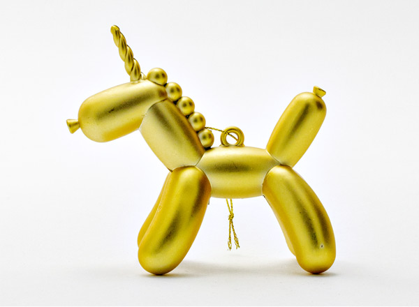 Christmas tree toy Unicorn in a gold