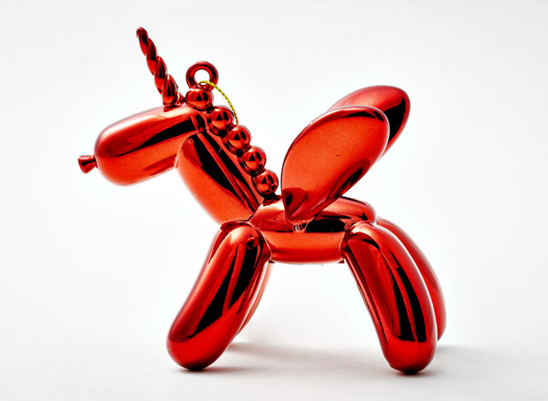 Елочная игрушка Единорог красный