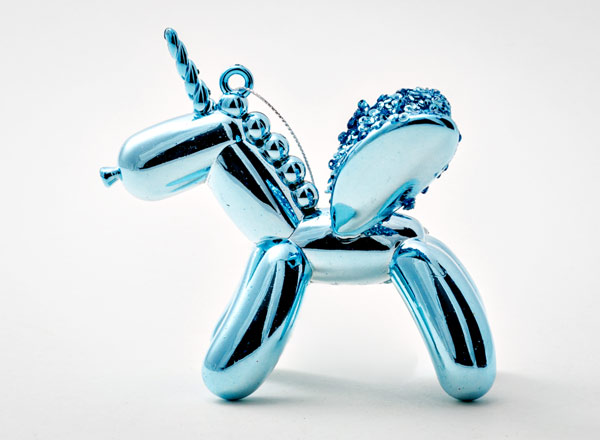 Елочная игрушка Единорог голубой