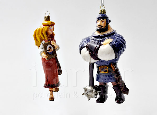 Набор елочных игрушек в подарочной коробке Илья Муромец и Аленушка