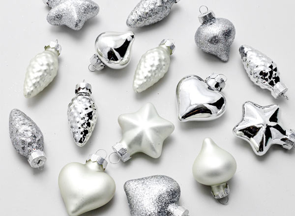 Set of Christmas tree toys Frosty silver 