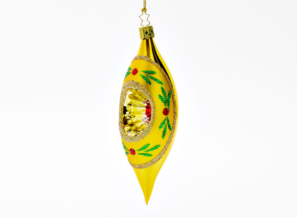 Елочная игрушка Конус-рефлектор желтый