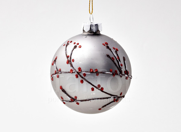 Елочная игрушка Шар Серый туман. Веточки