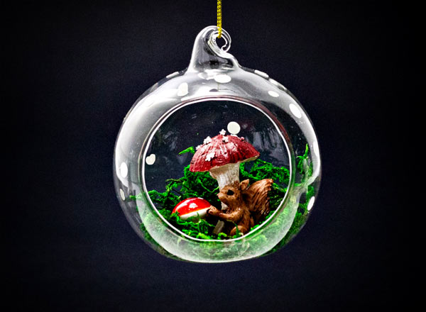 Елочная игрушка Осенний лес в открытом шаре