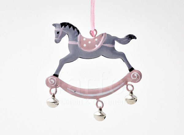 Christmas tree toy Rocking horse with bells (polka dots)