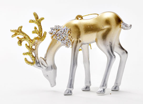 Елочная игрушка Олень с золотыми рогами