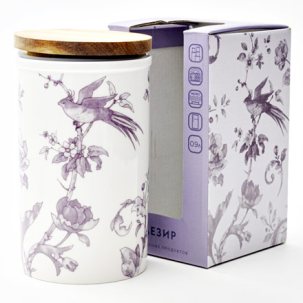 Банка с деревянной крышкой в подарочной коробке Monplaisir Violet Монплезир фиолетовый Стандартная 100 x 165 мм.