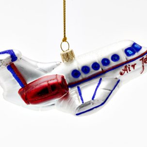 Елочная игрушка Самолет серебристый 125 x 60 мм.