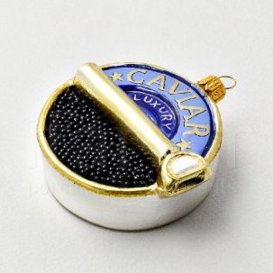 Елочная игрушка Банка черной осетровой икры 75 x 85 мм.