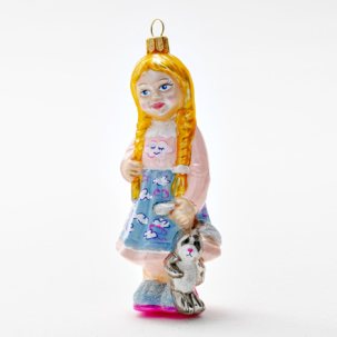 Елочная игрушка Девочка с игрушечным зайчиком 55 x 130 мм.