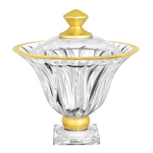 Доза на ножке Прозрачный с золотом Flame 225 мм.