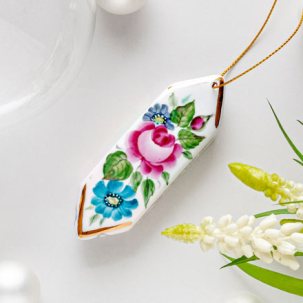 Елочная игрушка Конфета 8 Гжель краски золото 30 x 90 мм.