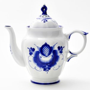Чайник заварочный Гжель роза Лиза 180 мм.