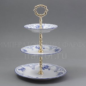 Этажерка трёхярусная Бернадотт Синие розы Бернадотт 340 мм.
