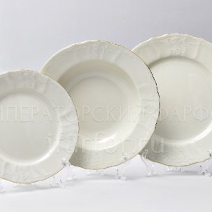 Набор тарелок столовый Бернадотт Белый узор Be-Ivory 6/18 Бернадотт 190 мм.