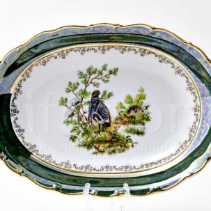 Блюдо овальное Охота Зеленая STERNE PORCELAN 360 мм.