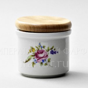 Банка с деревянной крышкой для сыпучих продуктов Цветочный мотив DUBI