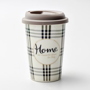 Термокружка Home our favorite place to stay (бежевая) 1/2 Royal Classics 127 мм.