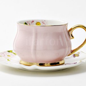 Чашка с блюдцем чайная Времена года. Розовый 1/2 Тюльпан Royal Classics 200 мл.