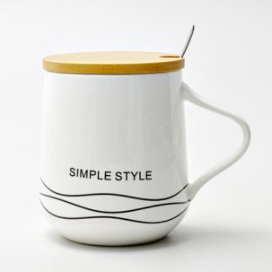 Кружка с крышкой и ложкой второй сорт SIMPLE STYLE белая Royal Classics