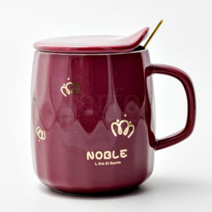 Кружка с крышкой и ложкой второй сорт NOBLE Royal Classics