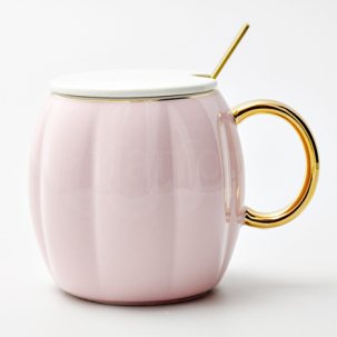 Кружка с крышкой и ложкой Розовая Royal Classics 400 мл.