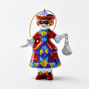 Елочная игрушка Золотой ключик. Коломбина 60 x 90 мм.