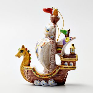 Елочная игрушка Кораблик Сказка о царе Салтане. Кораблик 115 x 145 мм.