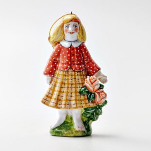 Елочная игрушка Герда Снежная королева. Герда с розами 75 x 130 мм.