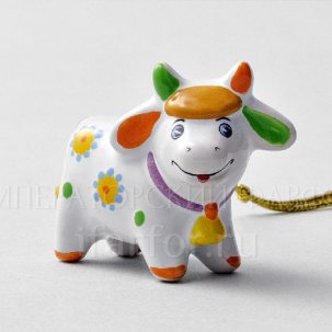 Елочная игрушка Бычок Ромашка 45 x 40 мм.