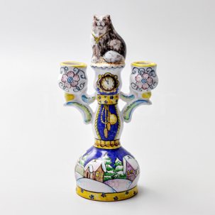 Подсвечник 2-х рожковый Подсвечник с котом 123 x 205 мм.