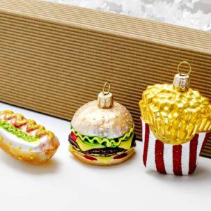 Набор елочных игрушек в подарочной коробке Fast food 120 x 280 мм.