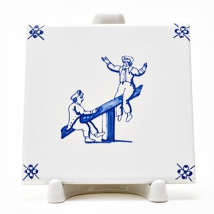 Изразец Голландский. Детские игры. Качели 97 x 97 мм.