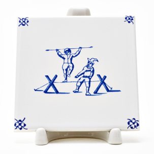 Изразец Голландский Детские игры. Хождение по канату 97 x 97 мм.