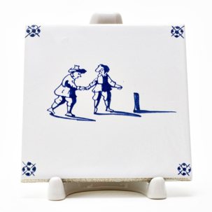 Изразец Голландский Детские игры. Салки 97 x 97 мм.