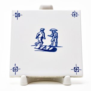 Изразец Голландский Детские игры. Катание на доске 97 x 97 мм.