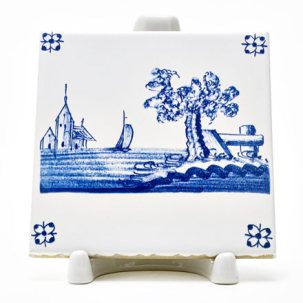 Изразец Голландский. Дерево 97 x 97 мм.